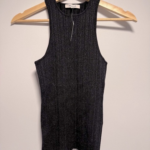 Madewell Tops - Madewell Sparkly Black Knit Tank NWT XS
